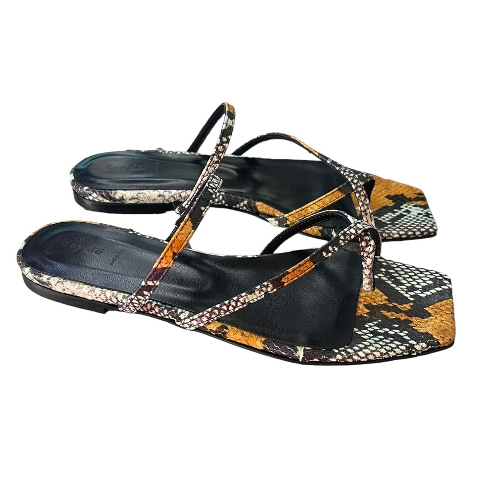 AEYDE Marina Strappy Slide Sandals leather snake print multi glow 37 7